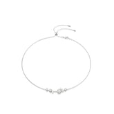 Constella necklace, Crystal pearl, Round cuts, White, Rhodium plated